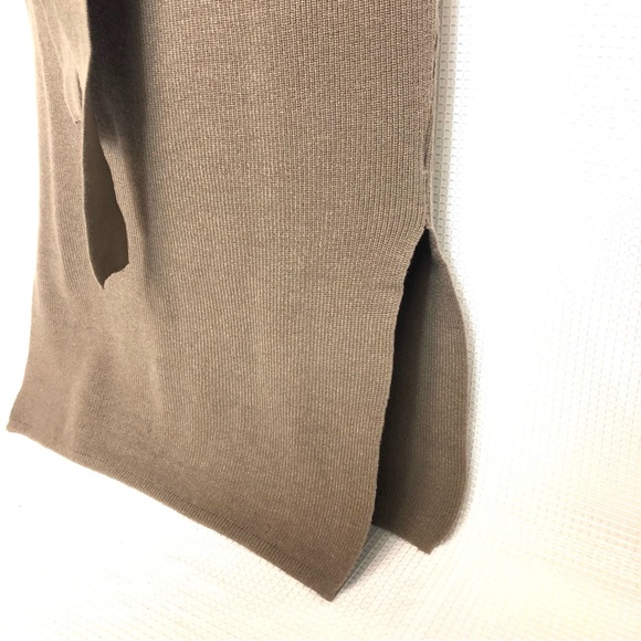 CHERFLY Khaki Brown V Neck Batwing Long Sleeve Backless Sweater Dress - Picture 6 of 9